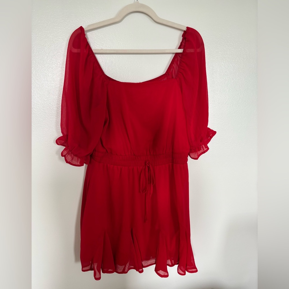 Mi Amor Vibrant Flowy Red Dress - NEW WITH TAGS
